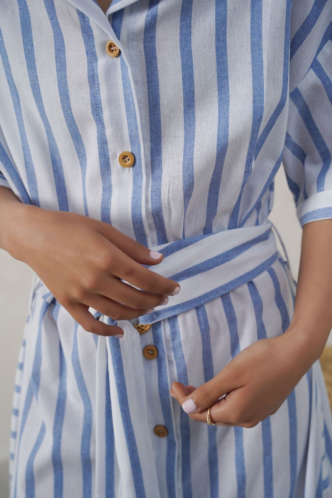 BLUE HOLIDAY LINEN DRESS