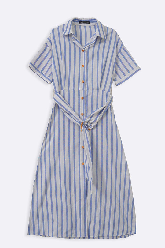 BLUE HOLIDAY LINEN DRESS