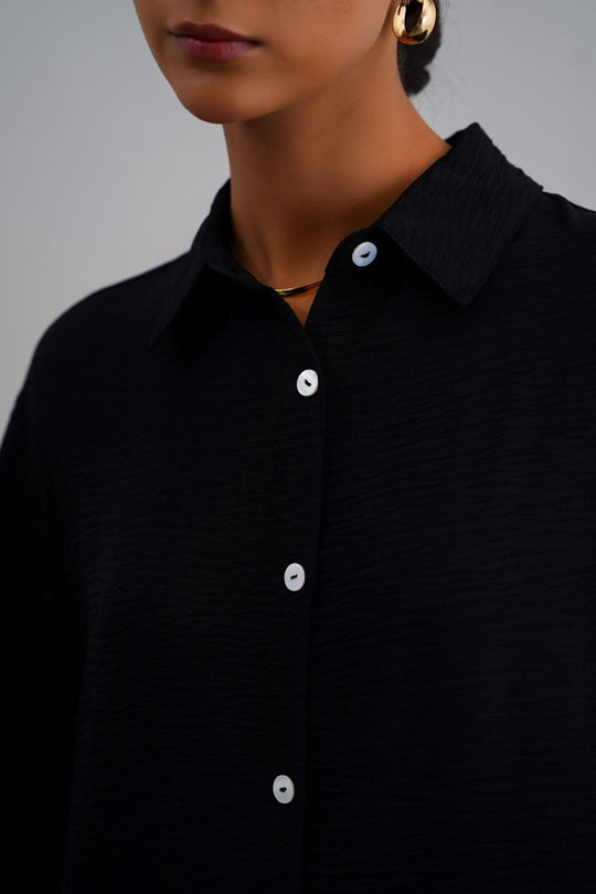 BLACK BATWING KAFTAN-DRESS