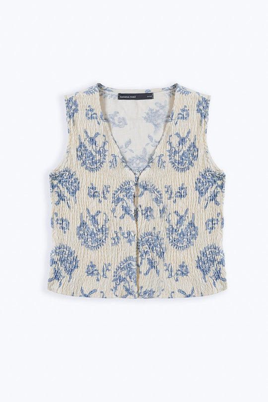 BLUE BLUE SMOCKED VEST