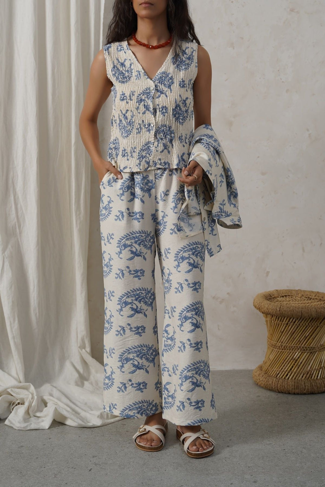 BLUE BLUE SMOCKED VEST
