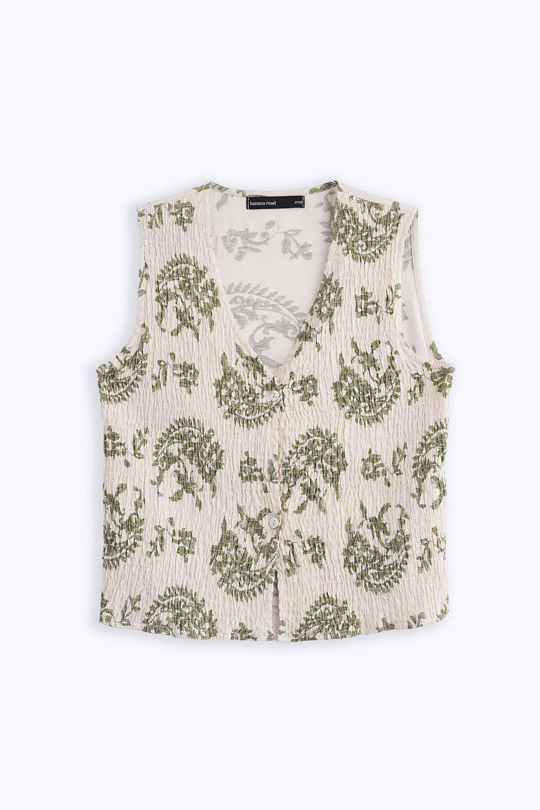 GREEN BLUE SMOCKED VEST