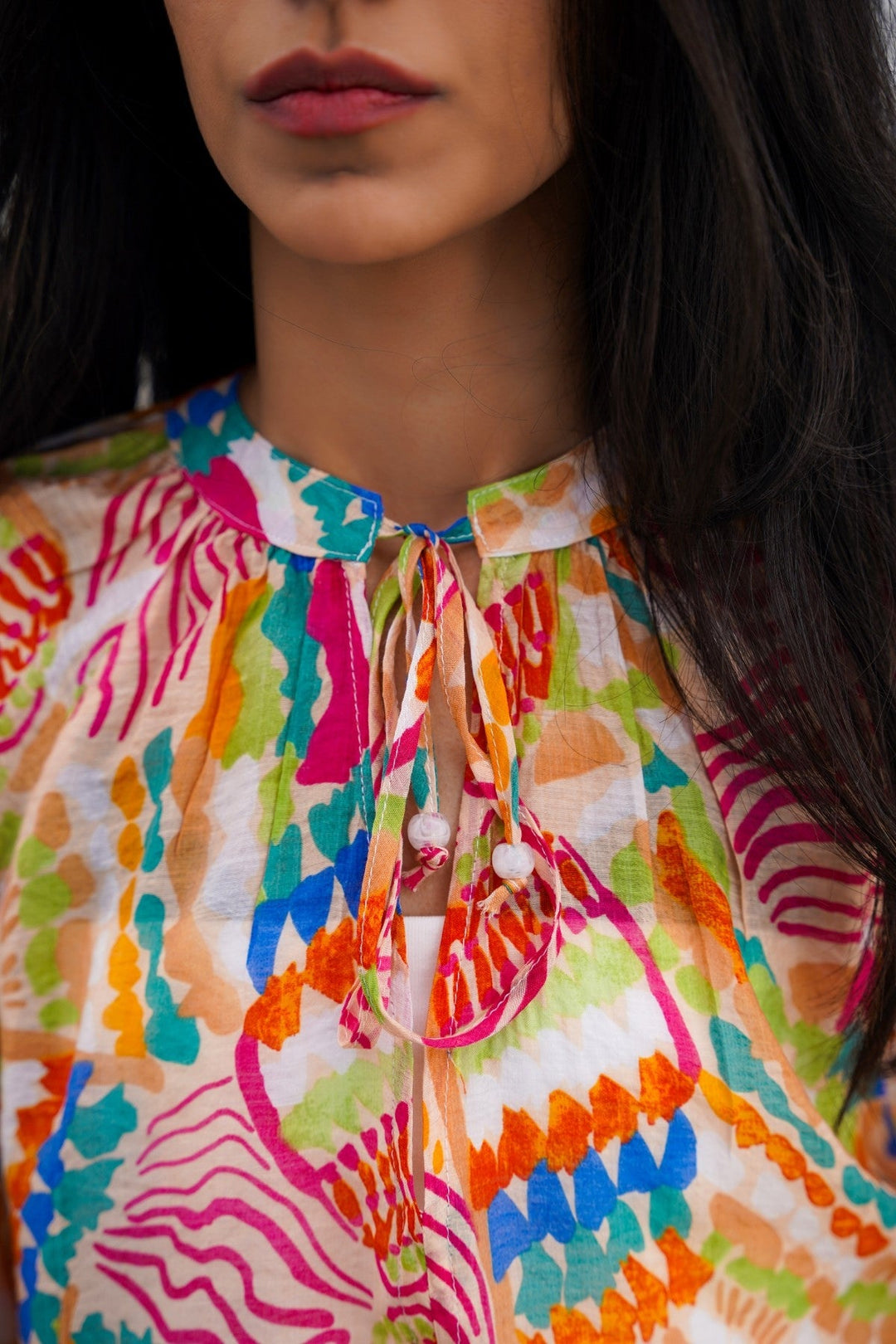 BEIGE CACTUS SILK BLOUSE