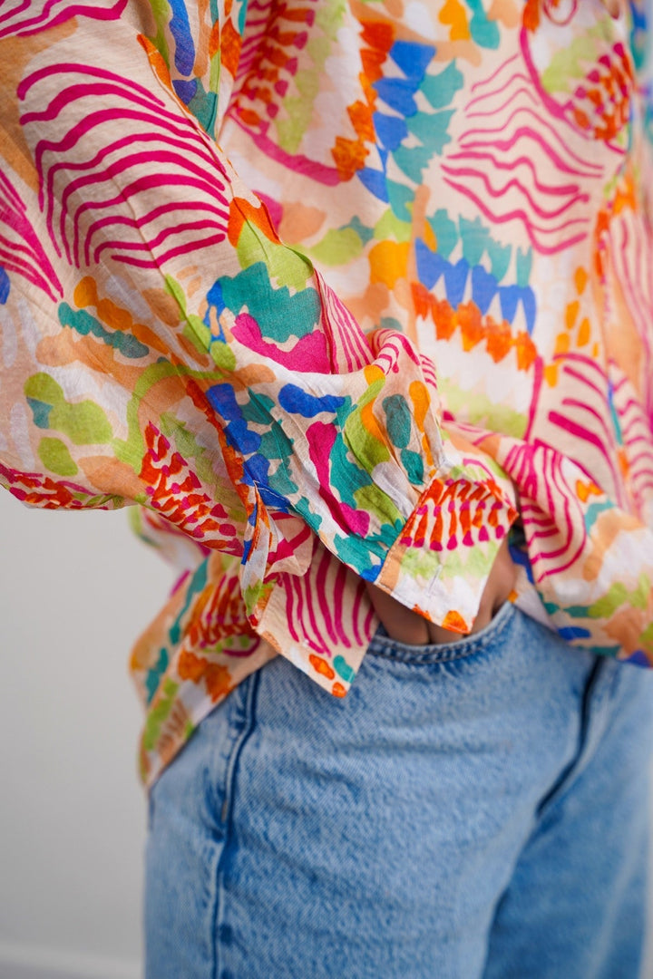 BEIGE CACTUS SILK BLOUSE