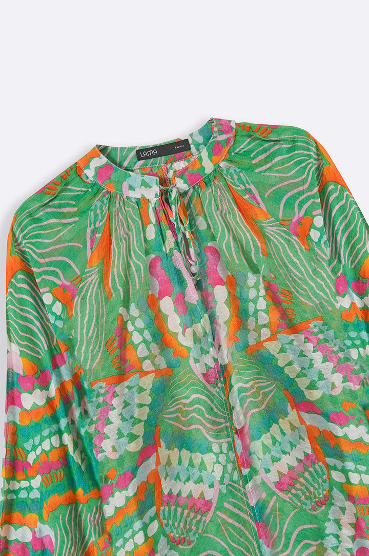 GREEN CACTUS SILK BLOUSE