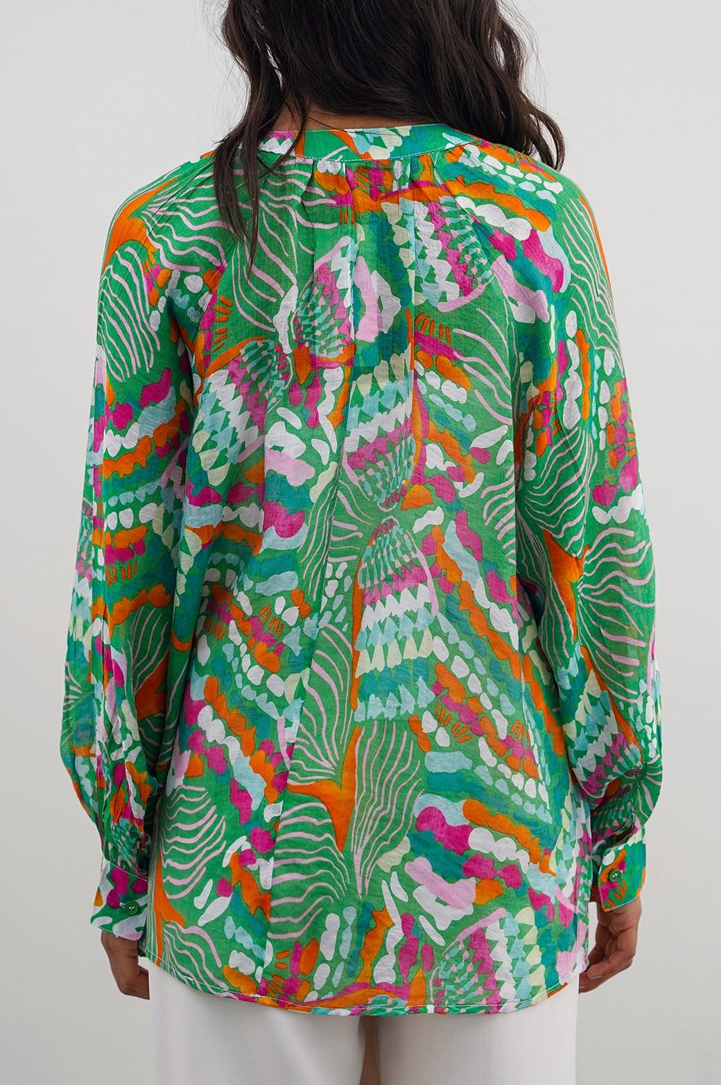 GREEN CACTUS SILK BLOUSE