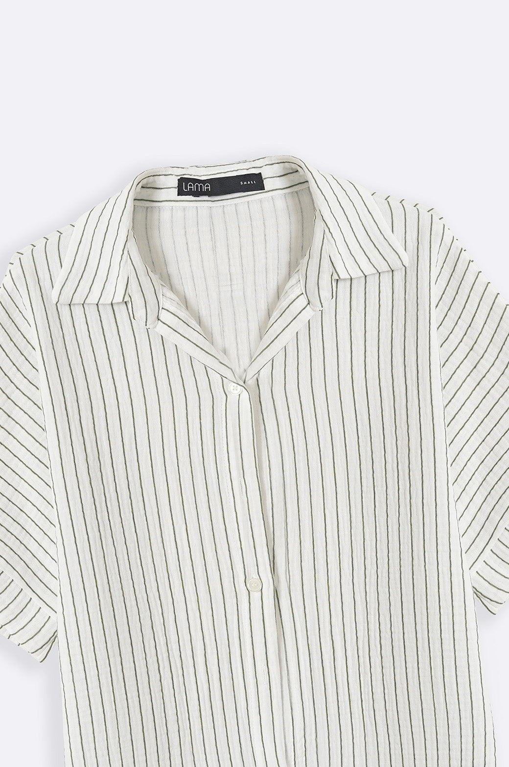 GREEN STRIPED MUSLIN SHIRT