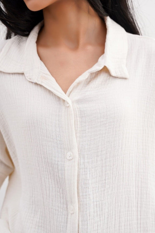 WHITE ORGANIC MUSLIN SHIRT