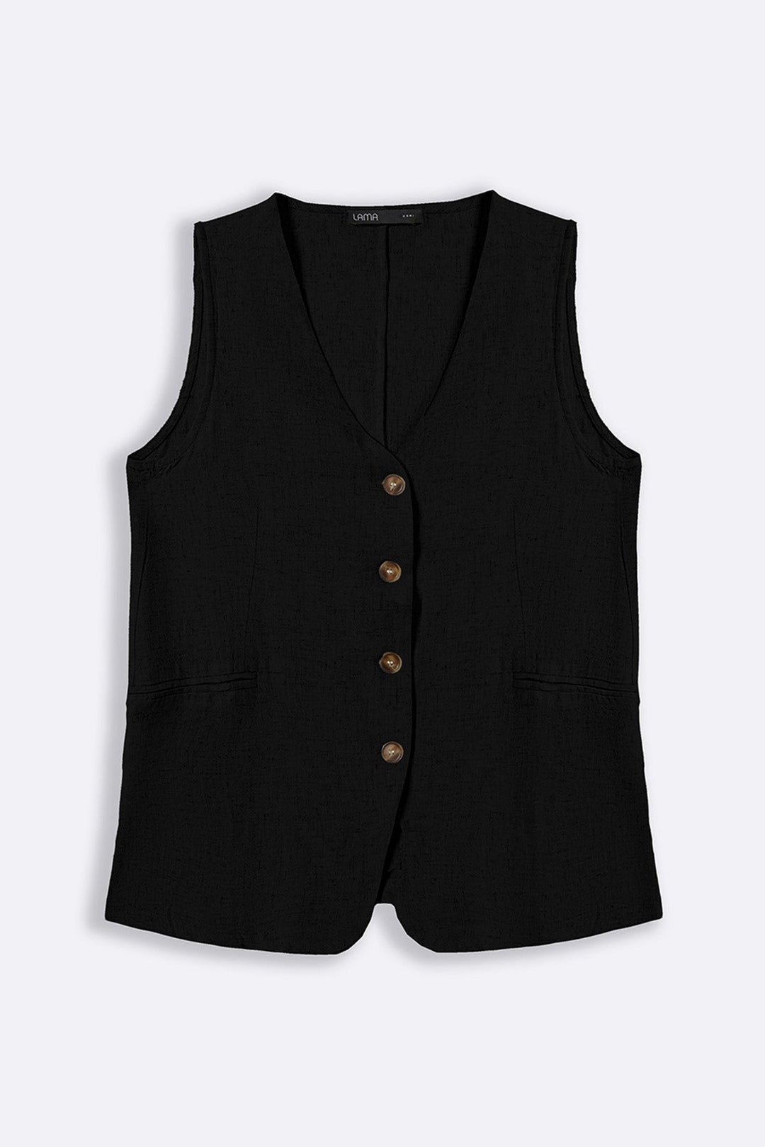 BLACK CASUAL LINEN VEST