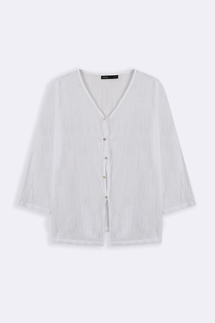 WHITE PURE COTTON GAUZE BLOUSE