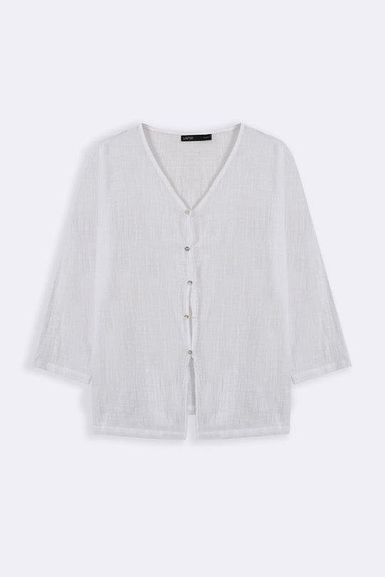 WHITE PURE COTTON GAUZE BLOUSE