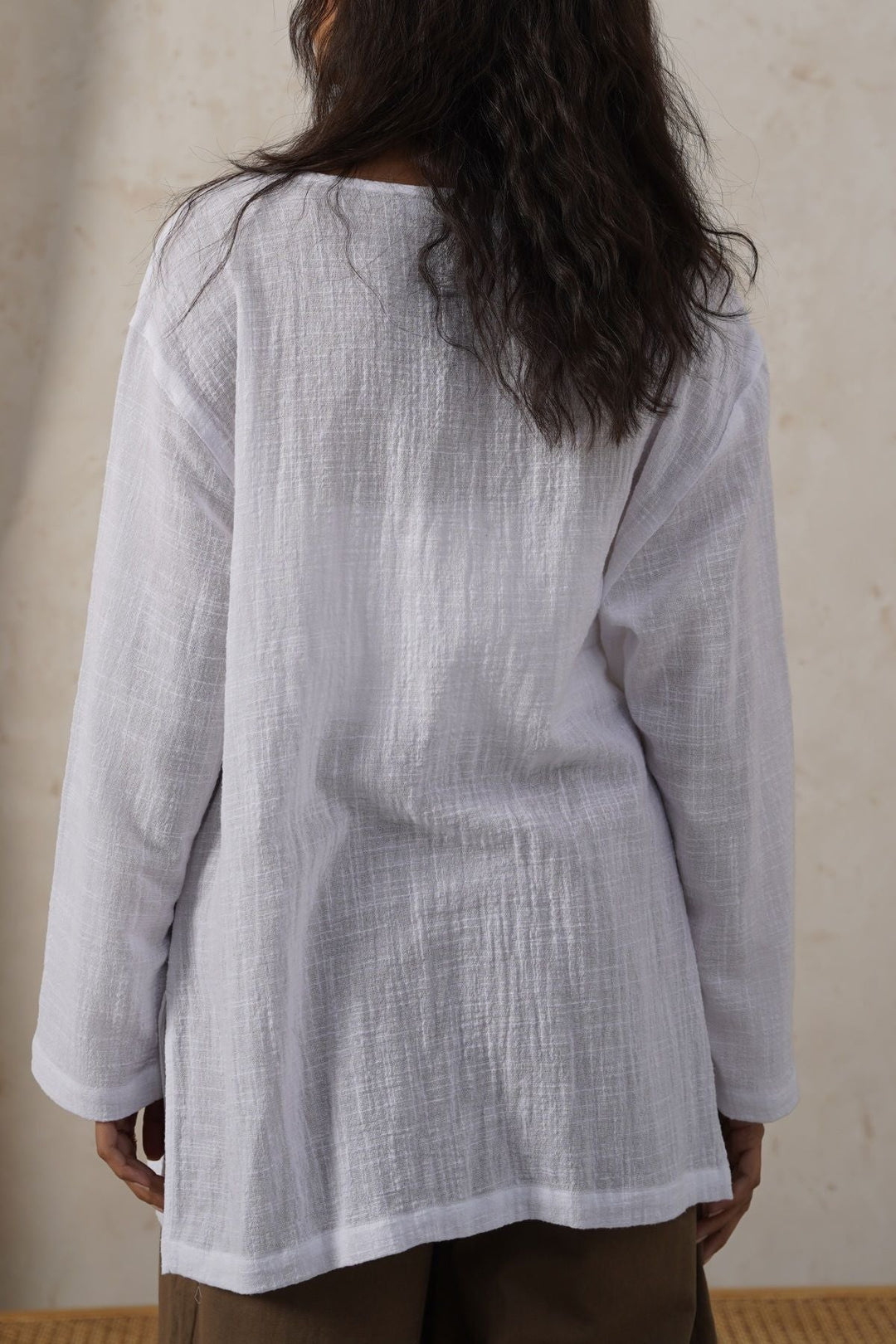 WHITE PURE COTTON GAUZE BLOUSE