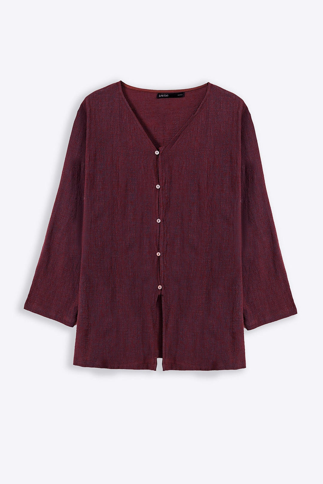WINE PURE COTTON GAUZE BLOUSE