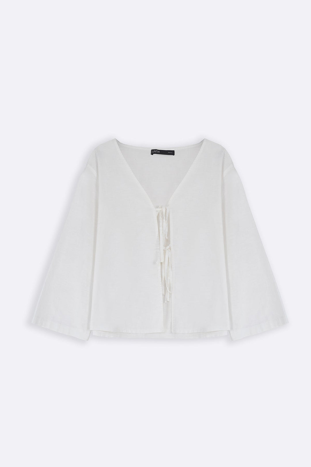 WHITE LINEN BOW BLOUSE