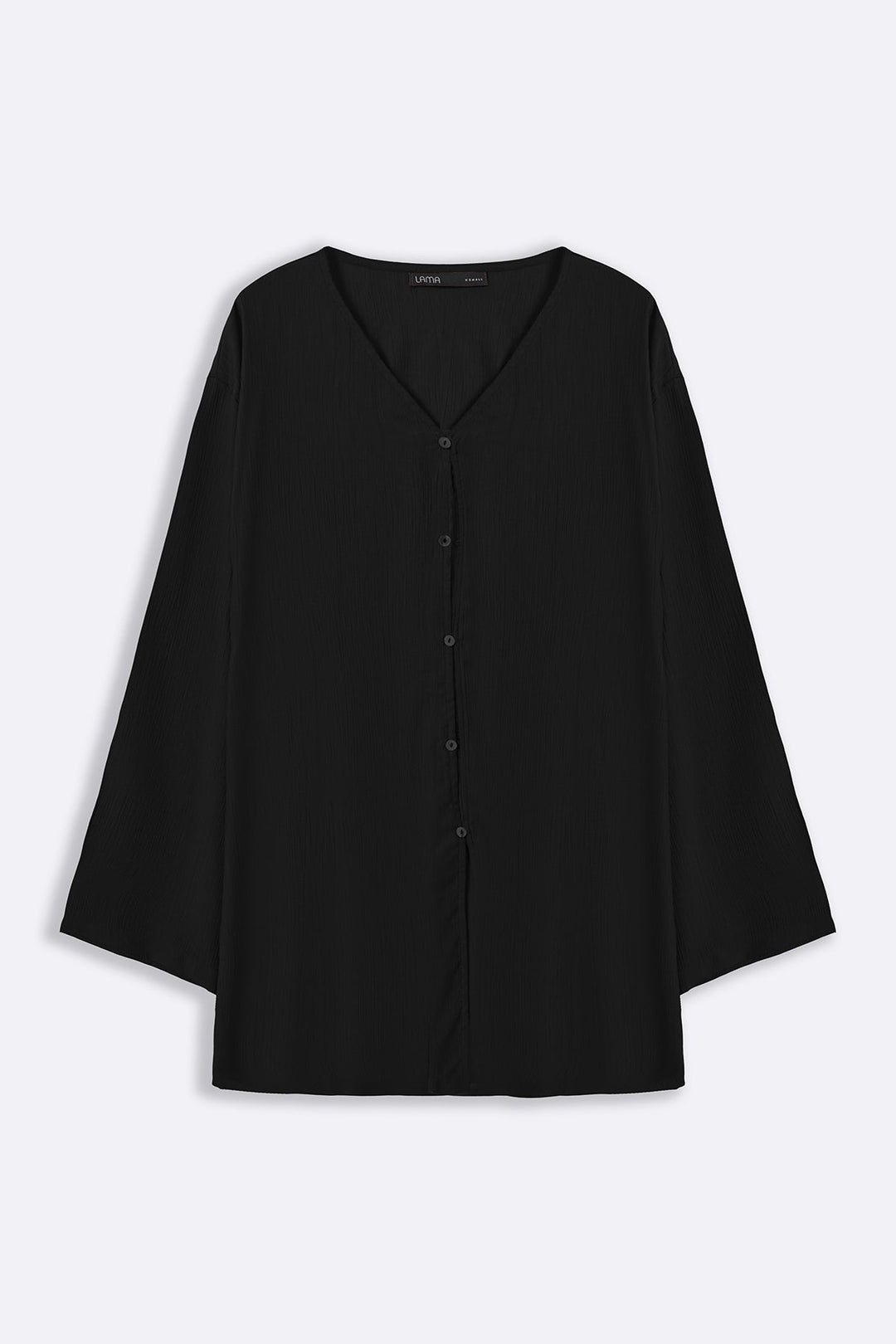 BLACK FLOWY TEXTURED BLOUSE