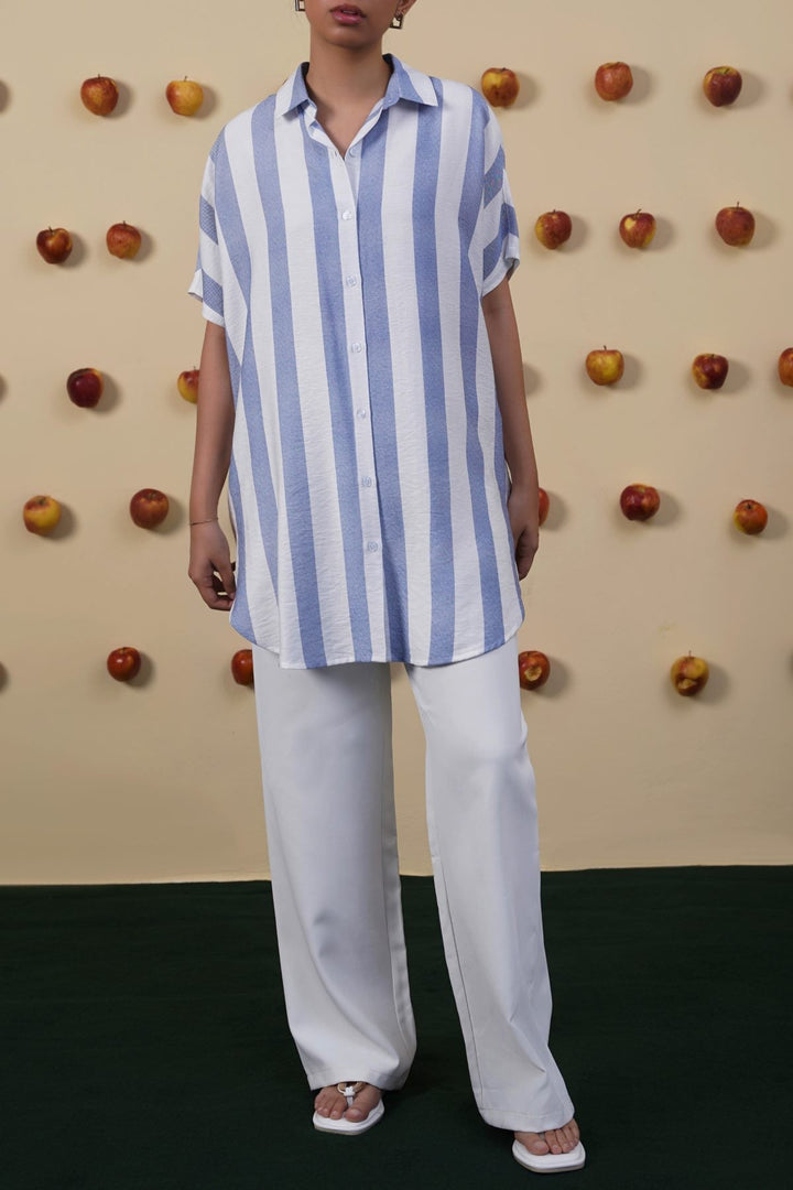 BLUE STRIPED HOLIDAY TUNIC