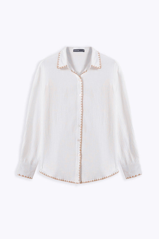 BEIGE MUSLIN RESORT SHIRT