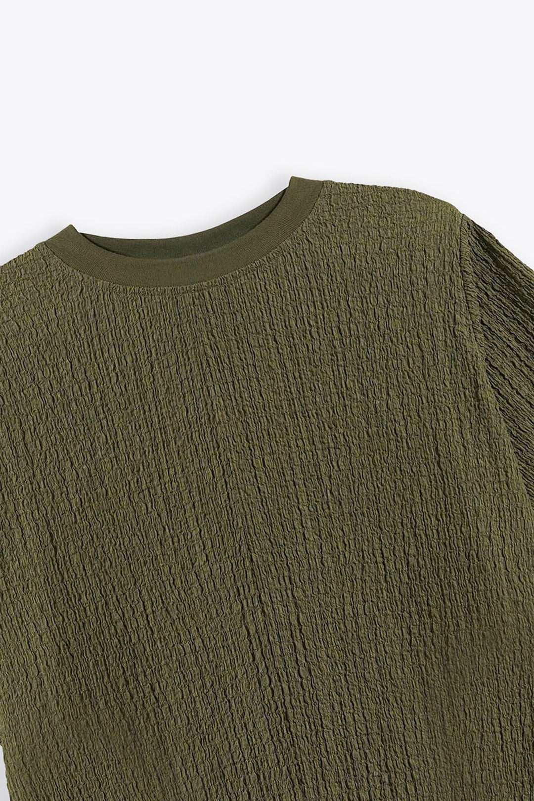 GREEN TEXTURED T-SHIRT TUNIC
