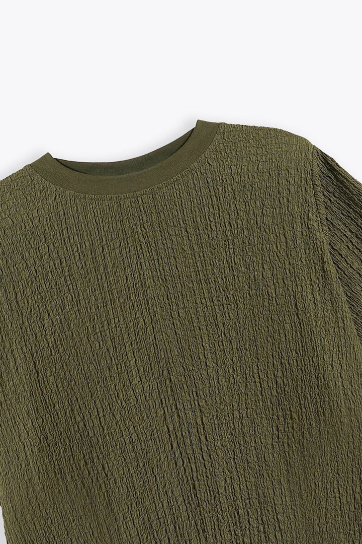 GREEN TEXTURED T-SHIRT TUNIC
