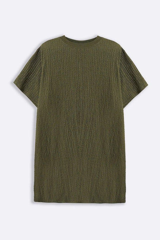 GREEN TEXTURED T-SHIRT TUNIC