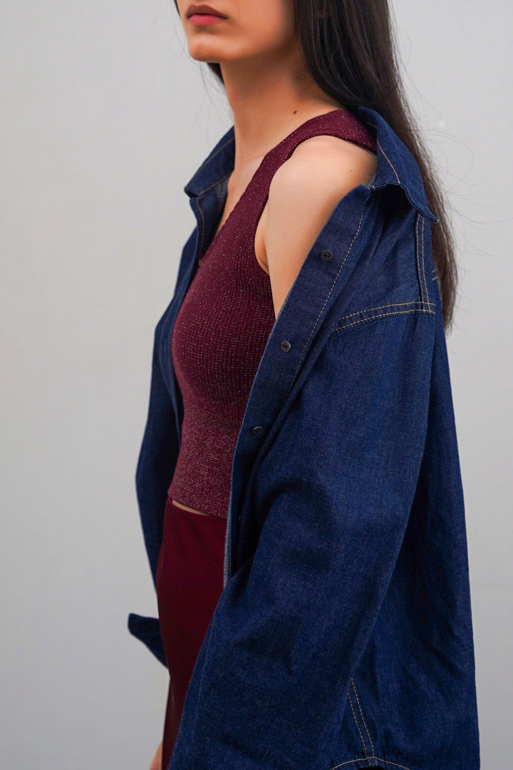 WINE SHIMMER TANK TOP