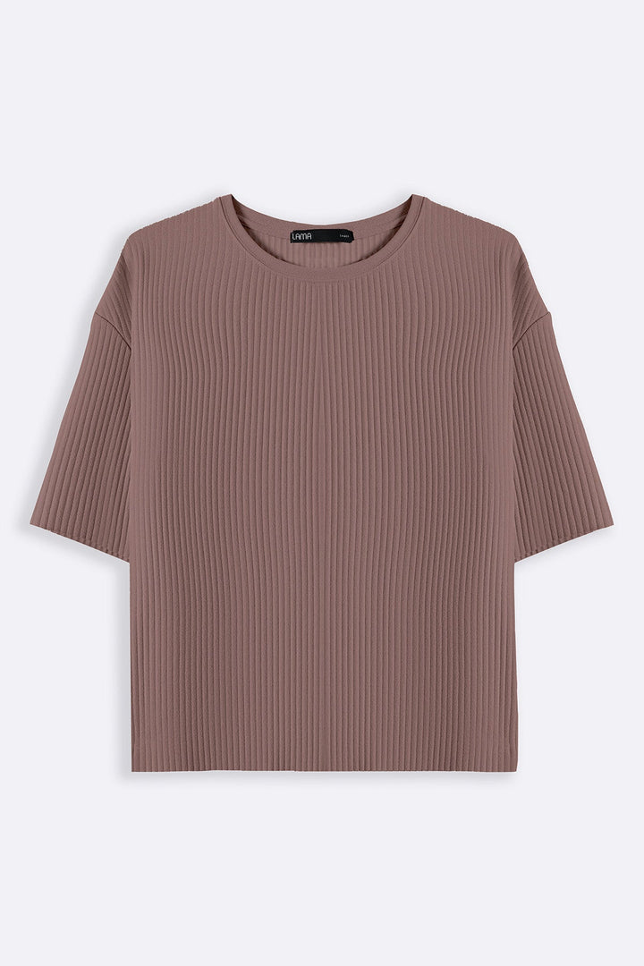 BROWN LINEA STRETCHY TEE