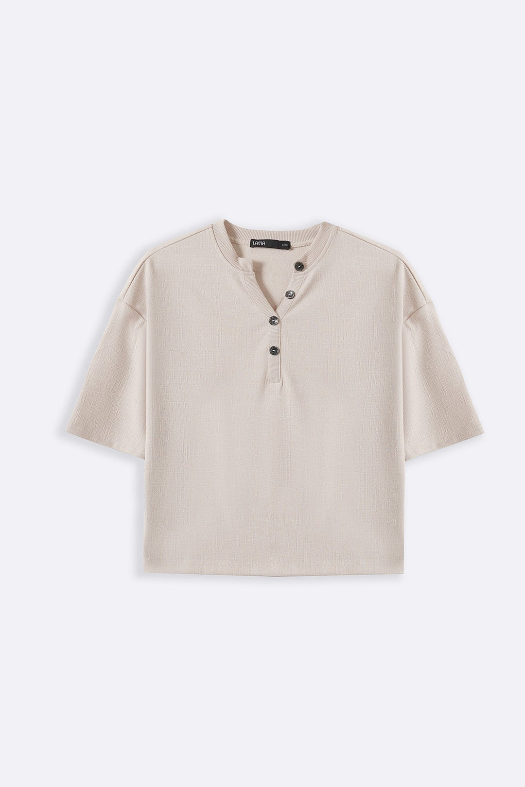 IVORY STRETCHY HENLEY TOP