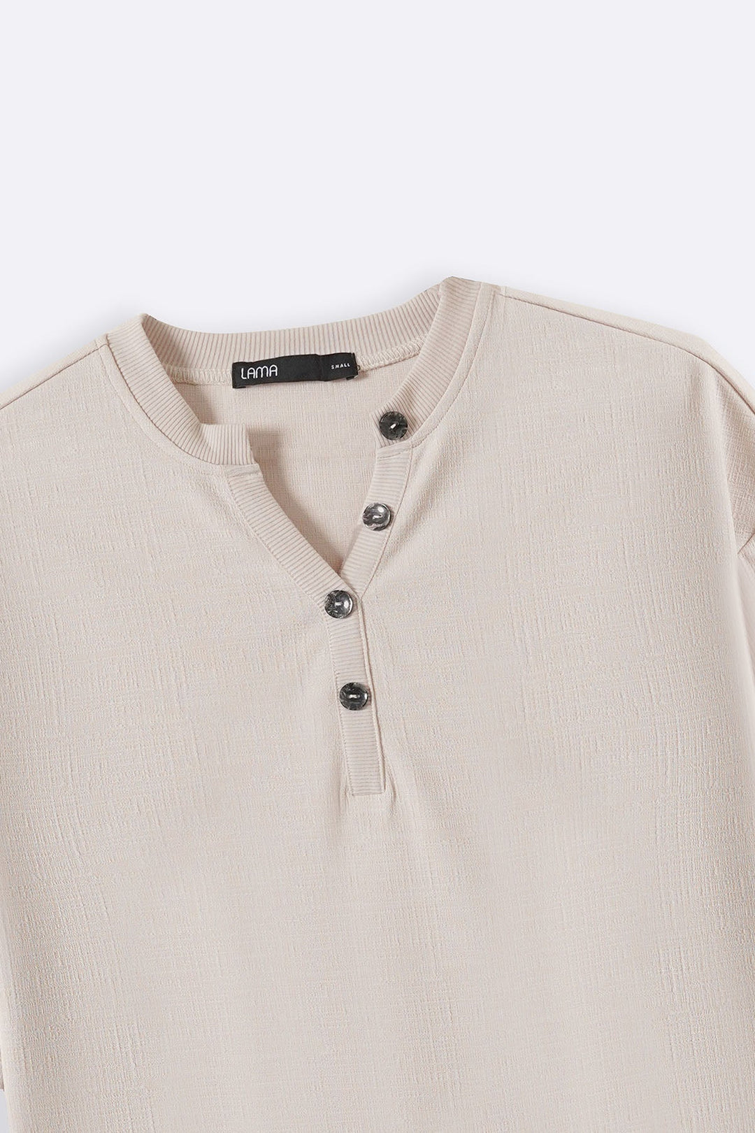 IVORY STRETCHY HENLEY TOP
