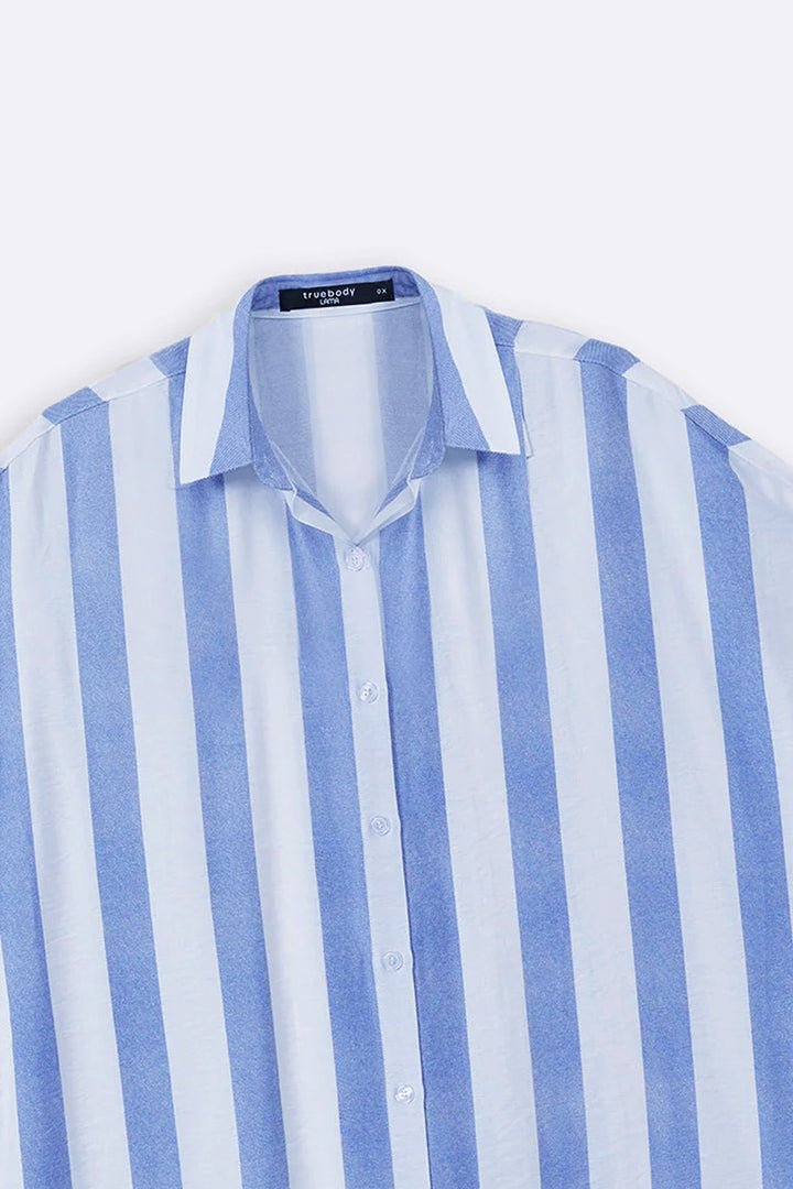 BLUE CURVE STRIPED HOLIDAY TUNIC