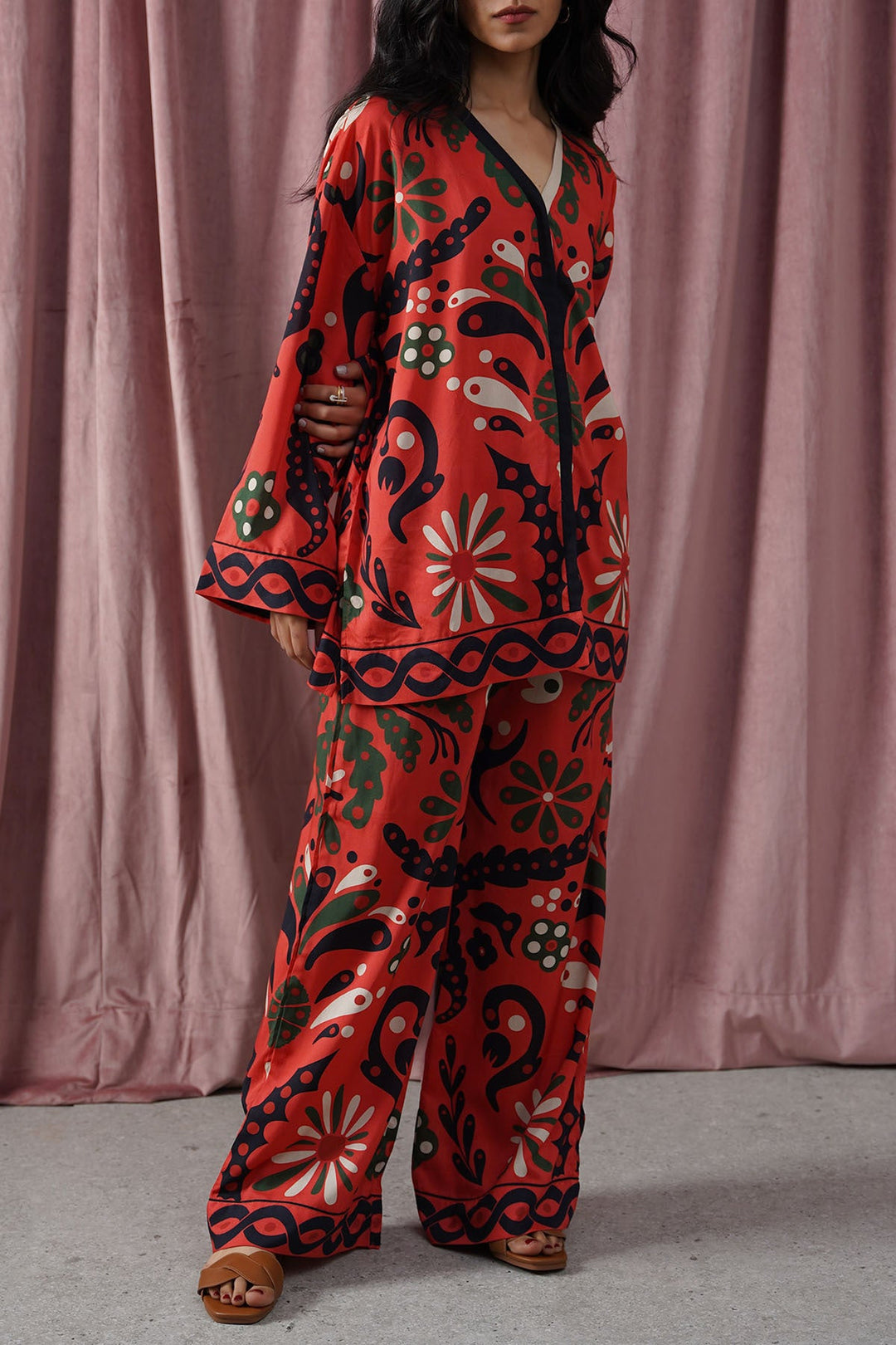 RED CRIMSON PRINTED BLOUSE