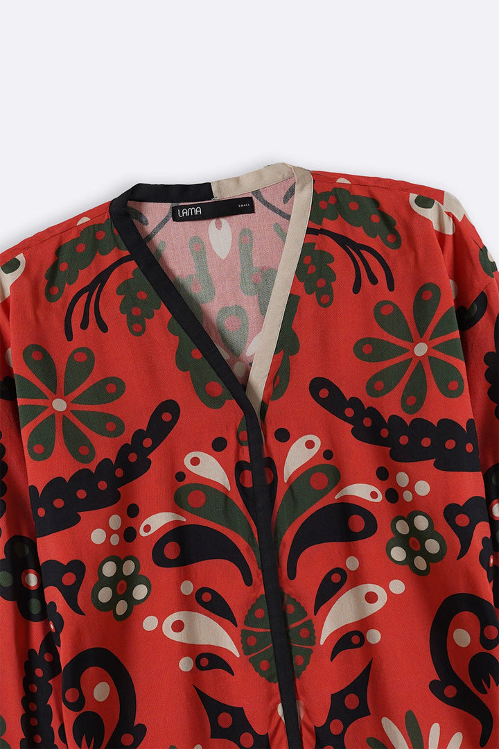 RED CRIMSON PRINTED BLOUSE