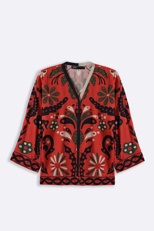 RED CRIMSON PRINTED BLOUSE