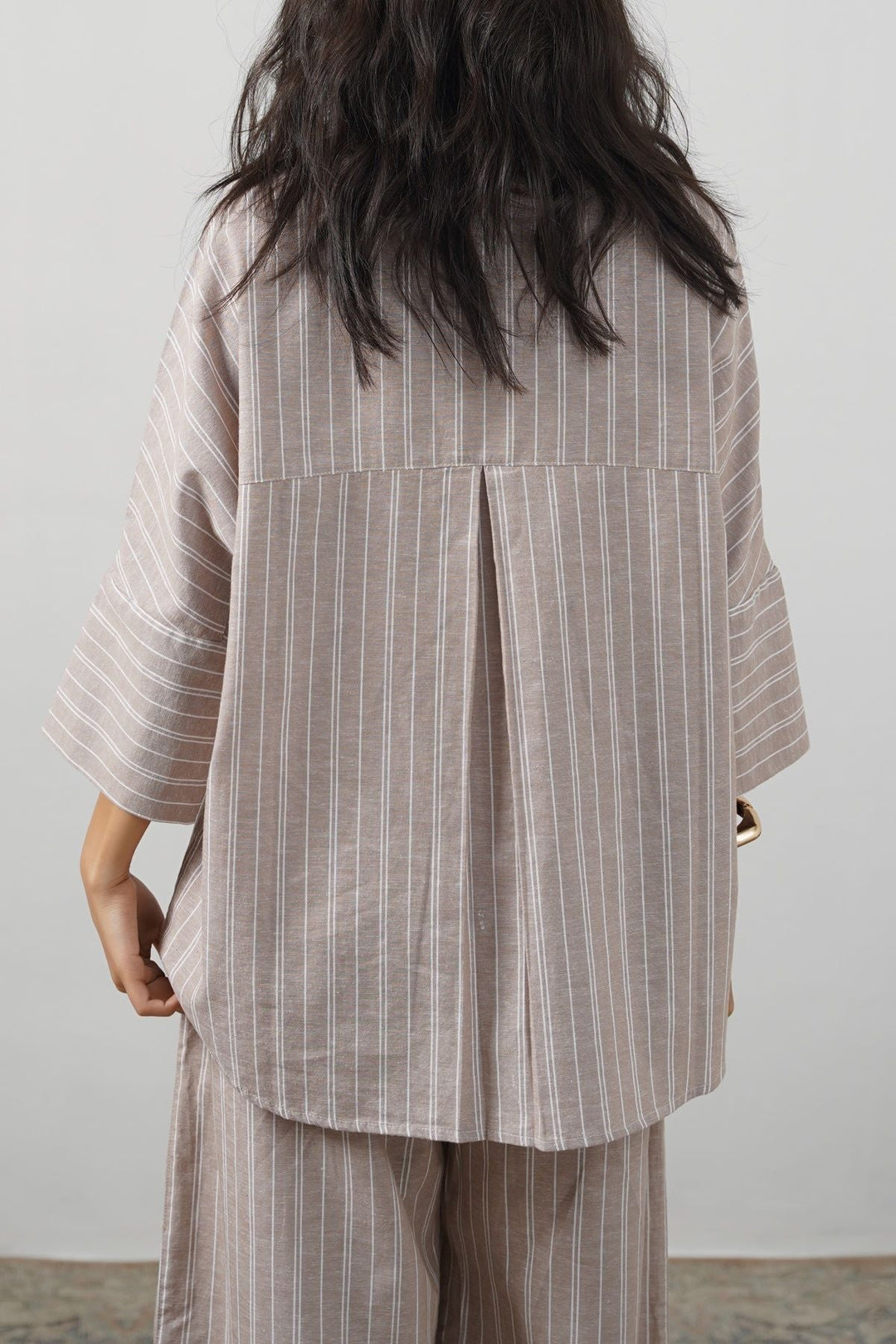 BEIGE LINEN BATWING SHIRT