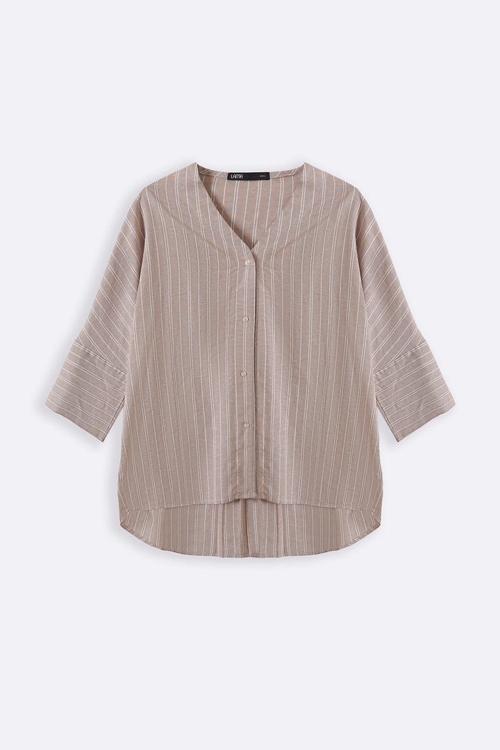 BEIGE LINEN BATWING SHIRT