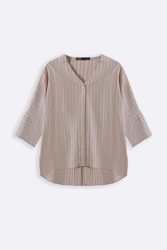 BEIGE LINEN BATWING SHIRT