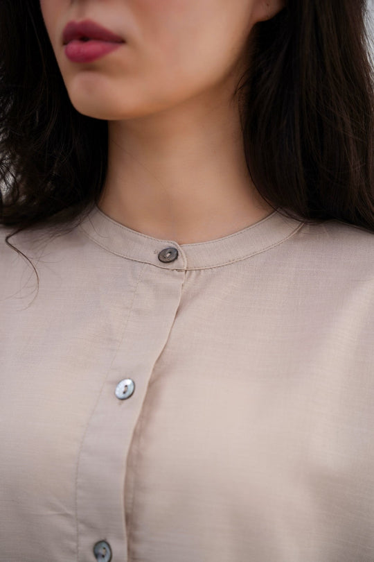 BEIGE COTTON FLARE TUNIC