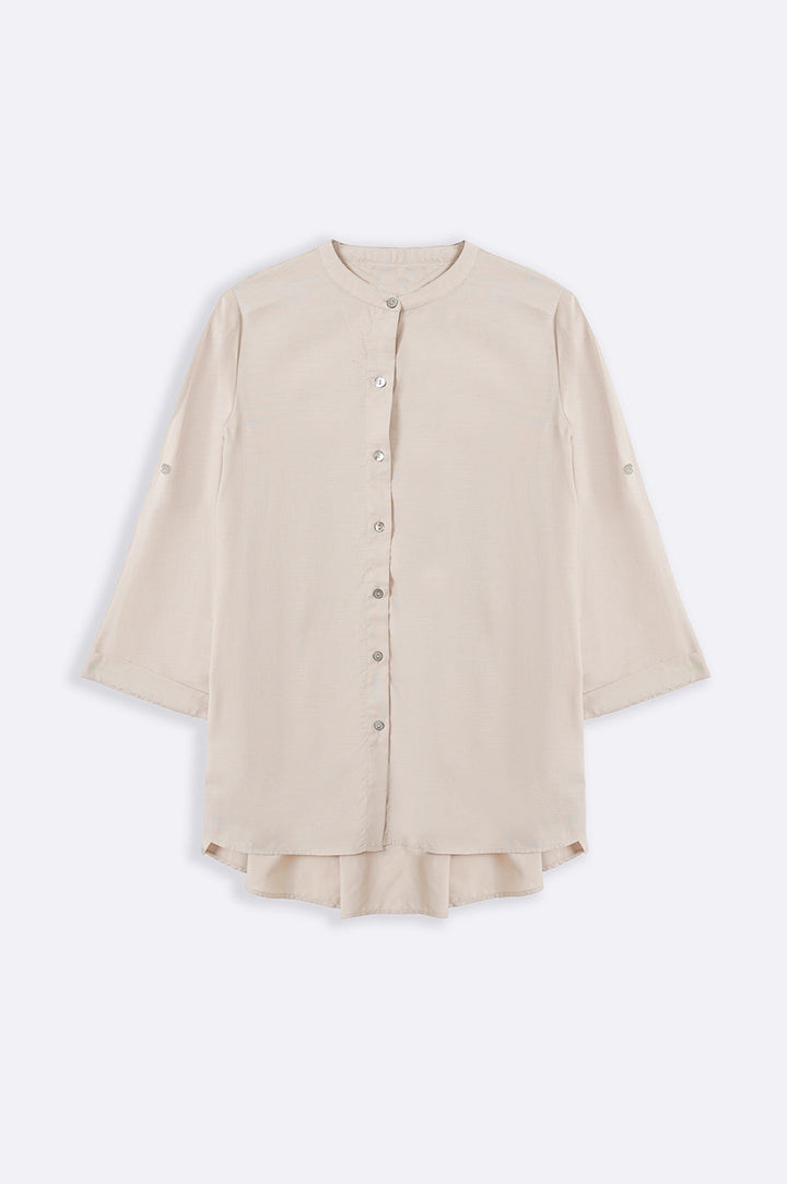 BEIGE COTTON FLARE TUNIC