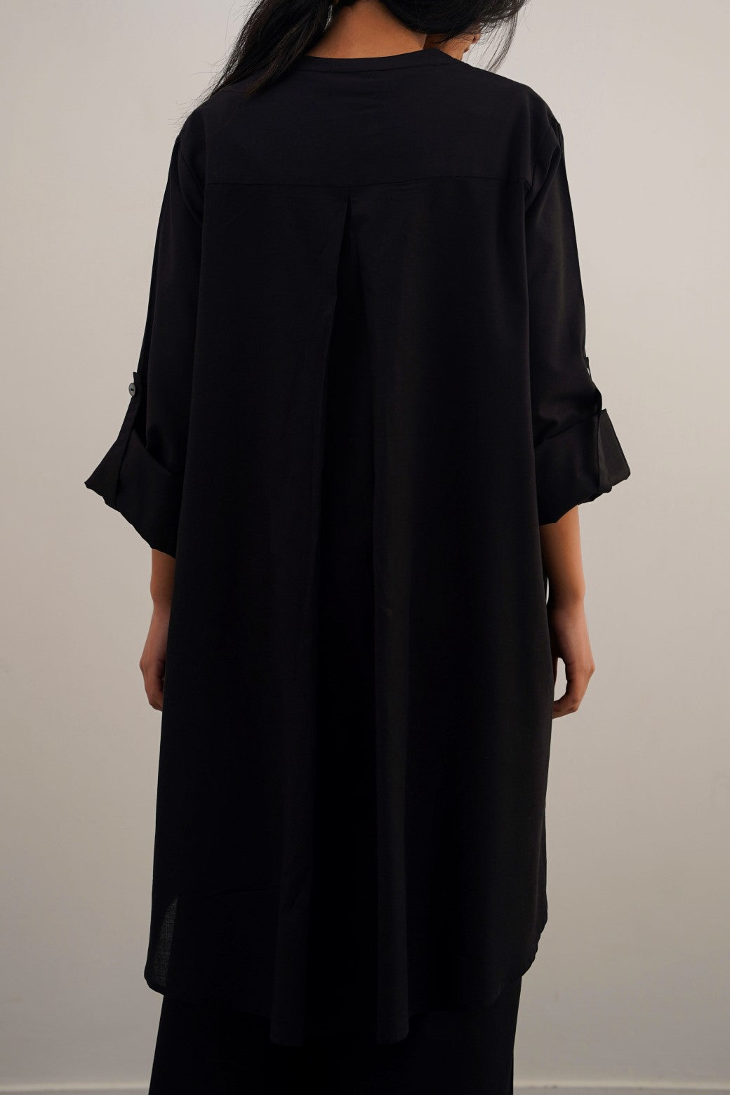 BLACK COTTON FLARE TUNIC