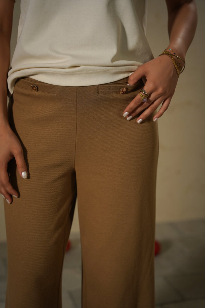 CAMEL SEMI-FORMAL KNIT PANTS