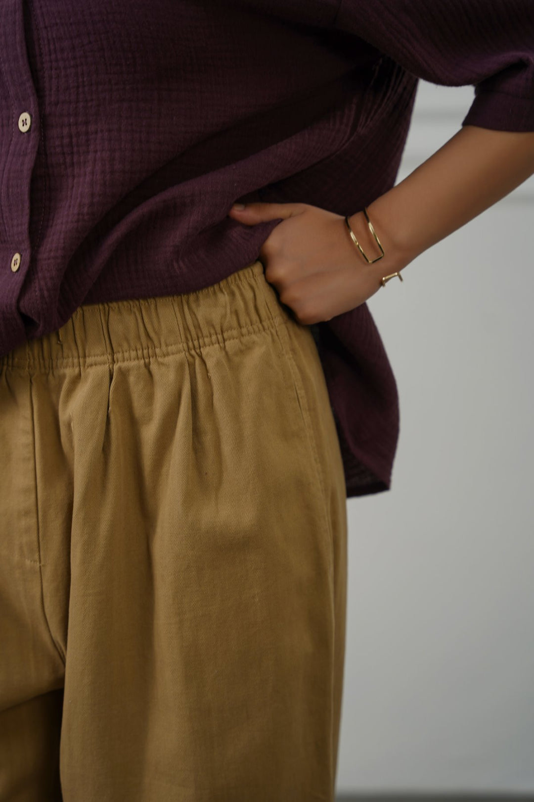 COTTON HERRINGBONE PANTS
