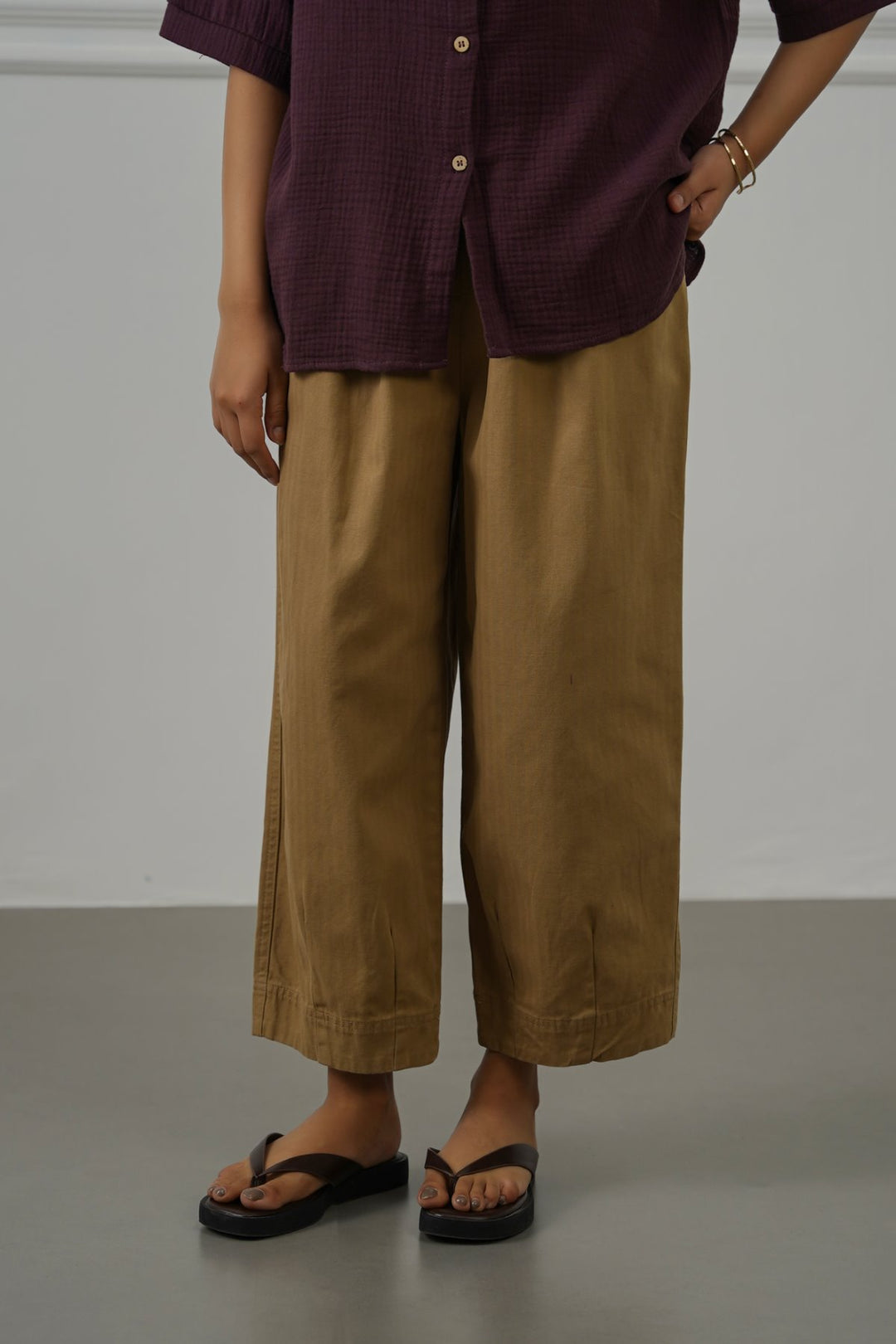 COTTON HERRINGBONE PANTS