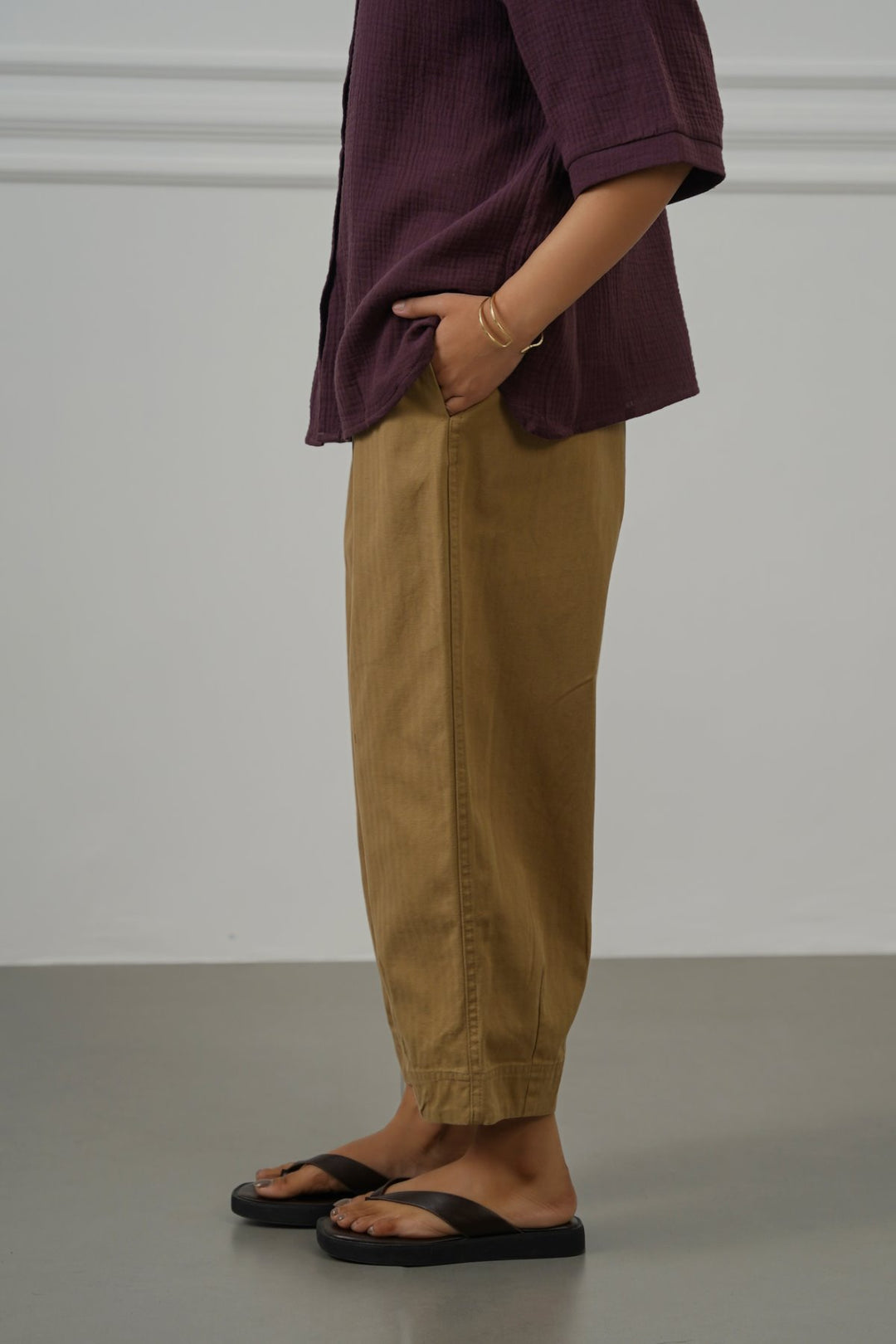 COTTON HERRINGBONE PANTS