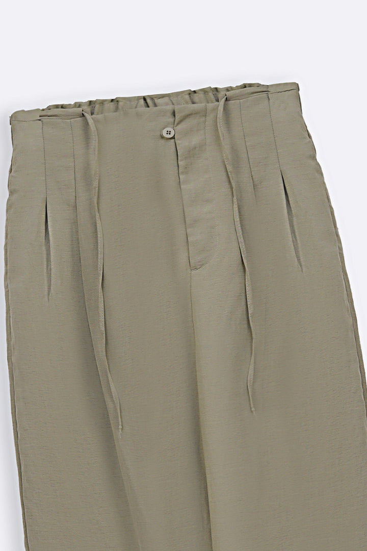 BEIGE TAILORED FLAT FRONT PANTS