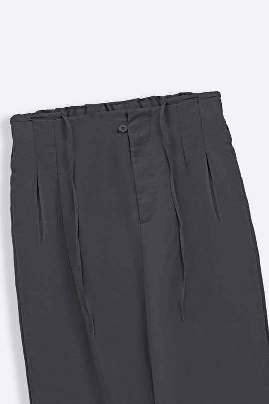 CHARCOAL TAILORED FLAT FRONT PANTS