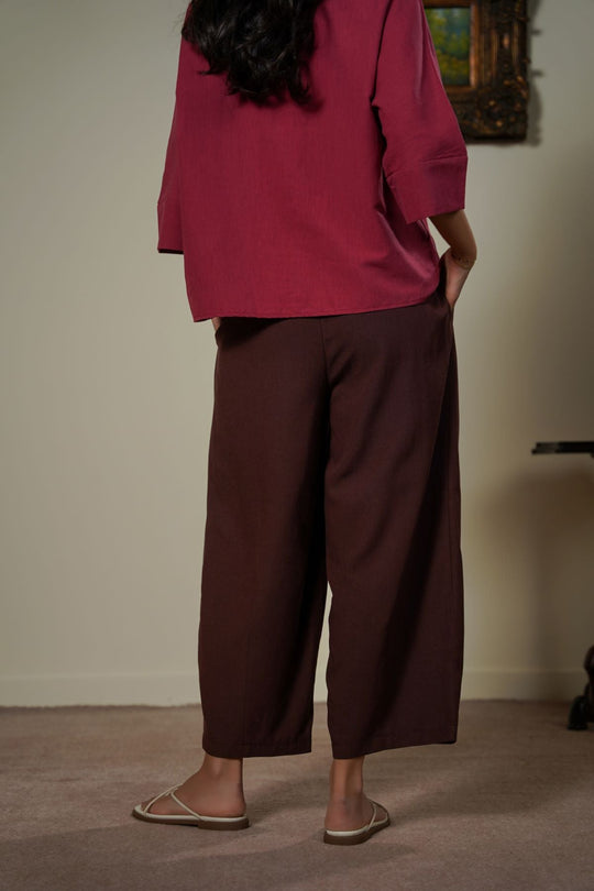 BURGUNDY SLOUCHY PLEATED PANTS