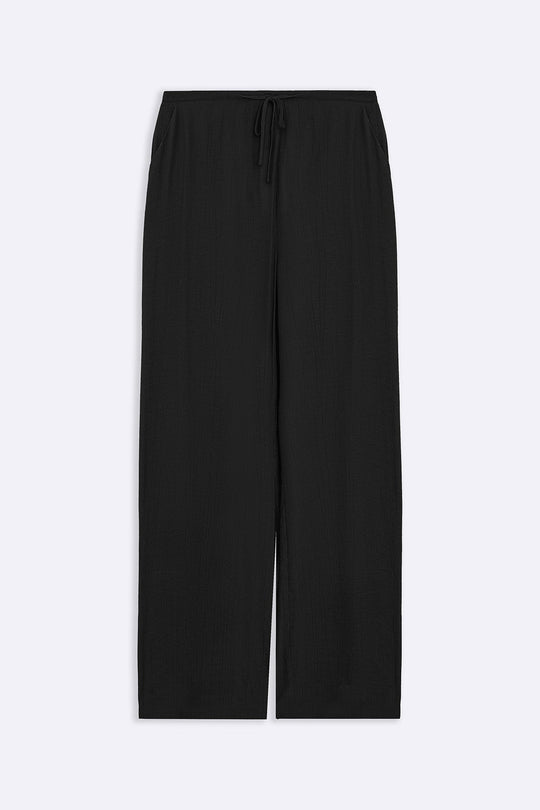 BLACK TEXTURED LONG PANTS