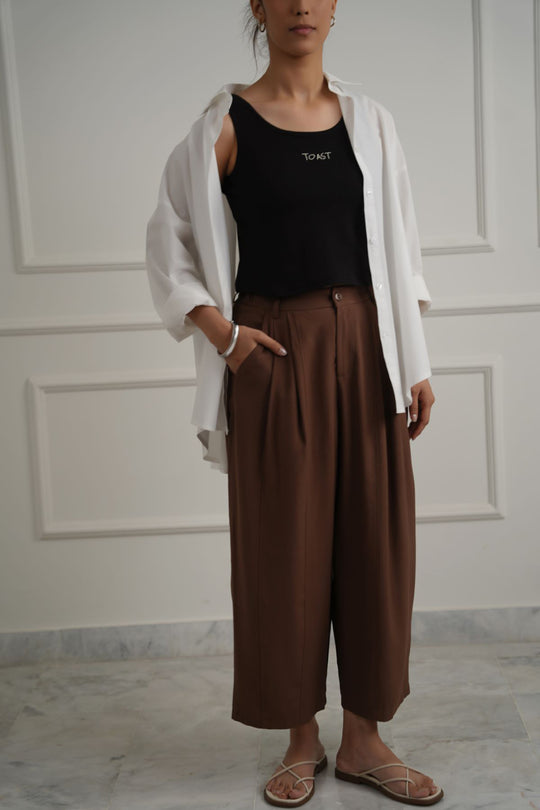 COTTON-TENCEL CROPPED PANTS