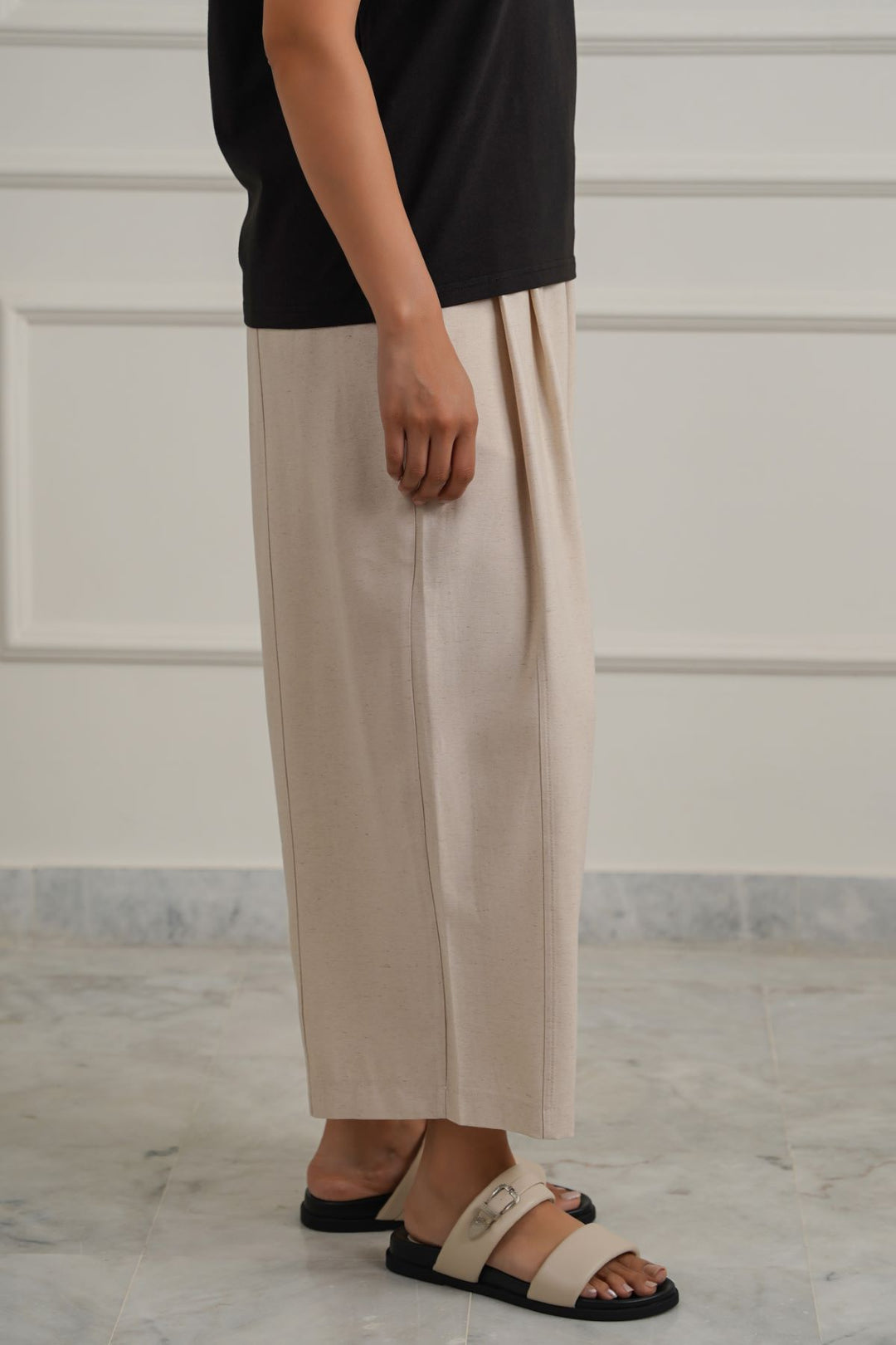 COTTON-TENCEL CROPPED PANTS