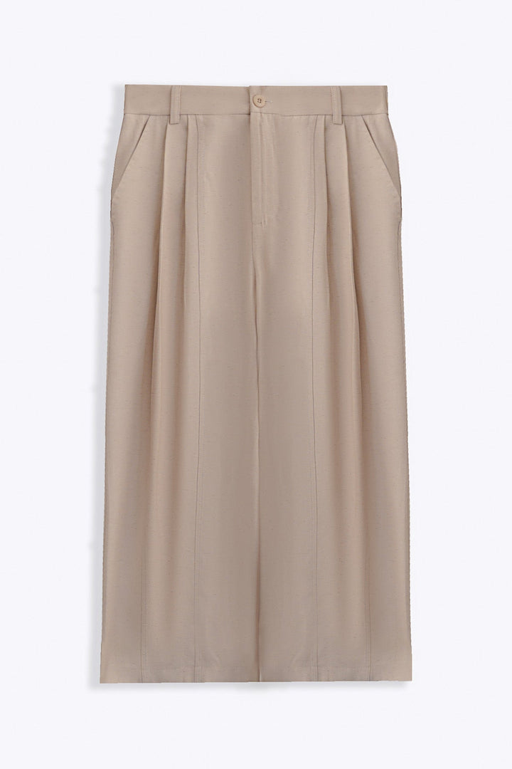 OAT WHITE COTTON-TENCEL CROPPED PANTS