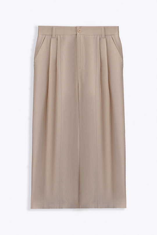 OAT WHITE COTTON-TENCEL CROPPED PANTS